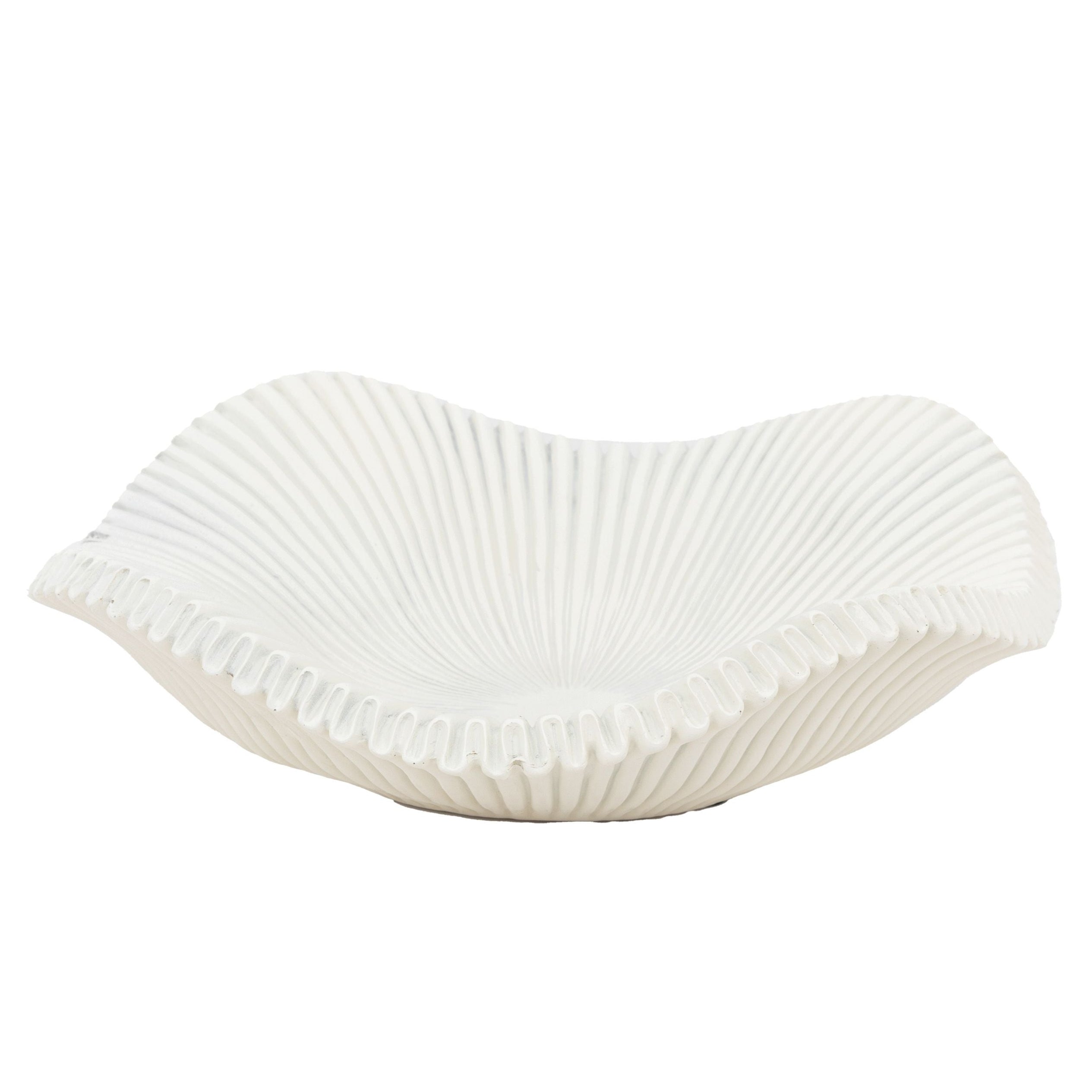 Adair White Stone Ridged Tray Dish